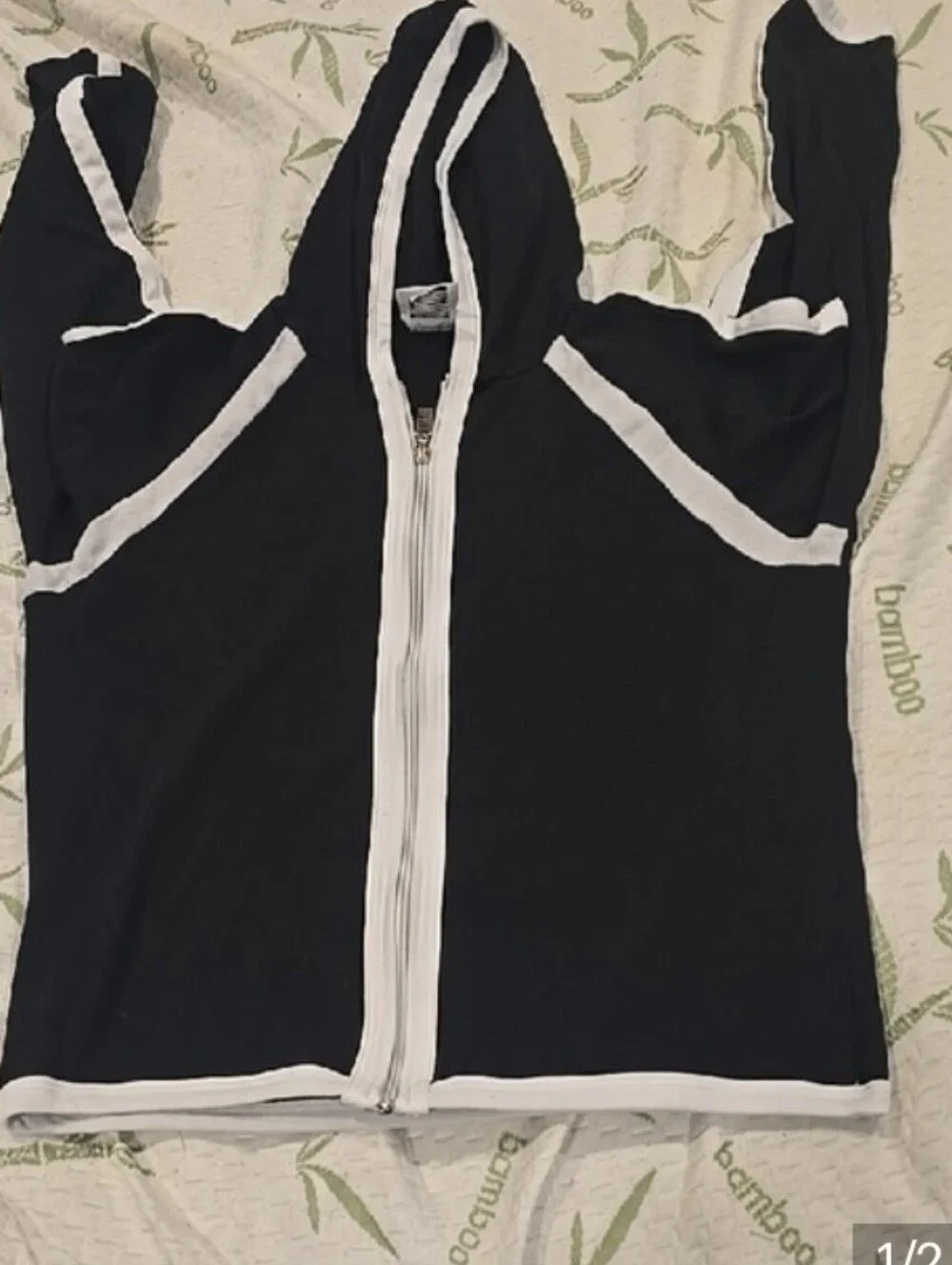 ❤️10/$13 Black Zip-Up Hoodie with White Trim